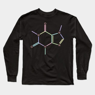 Caffeine Kawaii Pastel Rainbow Molecule Long Sleeve T-Shirt